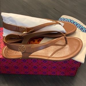 Tory Burch Tan Minnie Travel Sandal
